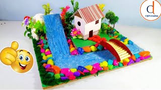 Plastilindan narsalar yasash How to make waterfall at home home decoration Narsalar yasash 2020 [upl. by Koball540]