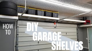 AWESOME Hanging Garage Shelves  DIY Garage Storage  Garage Makeover pt 4 [upl. by Jueta]