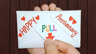 DIYSURPRISE MESSAGE CARD FOR Anniversary Pull Tab Origami Envelope Card Anniversary Card idea [upl. by Davilman]