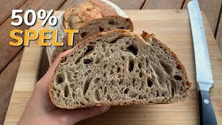 How to Make Spelt Sourdough  50 Whole Grain Spelt [upl. by Ecnerolf65]