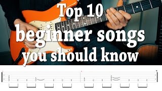 Top 10 fun quoteasyquot guitar songs you should know with TABS [upl. by Aiel]