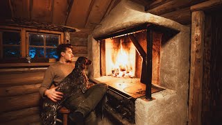 One Man Builds Log Cabin Fireplace In Wilderness [upl. by Eirrek]