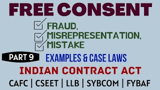 Fraud  Misrepresentation  Mistake  Free Consent  Indian Contract Act  Caselaws  Example [upl. by Meek]