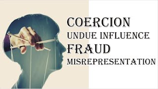 Coercion Undue Influence Fraud Misrepresentation  Indian Contract Act 1872  Law Guru [upl. by Branham]