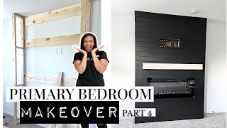 DIY SHIPLAP ELECTRIC FIREPLACE BUILD amp Mantel  Primary Bedroom Makeover Pt 4  House to Home Update [upl. by Erdnua5]