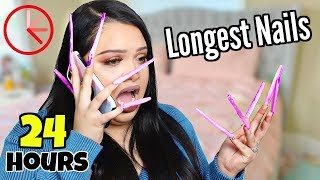 24 hour challenge with the Longest Nails Ever [upl. by Drofxer]