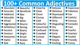 100 Common Adjectives in English 📚  Parts of speech [upl. by Hay]