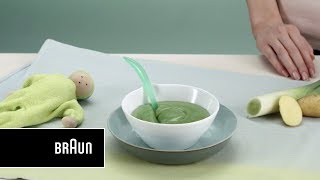 Recette pour bébé  Purée pommes de terre et épinards avec Braun MQ523 [upl. by Ettedranreb159]