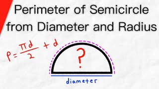 Finding Perimeter of a Semicircle from Diameter and Radius  Geometry [upl. by Anali]