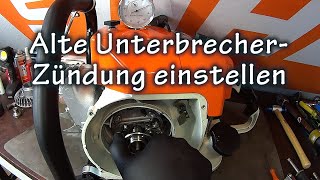 Unterbrecherzündung einstellen bei einer Stihl 070  090  Contra  Interrupter ignition [upl. by Ellenehc]