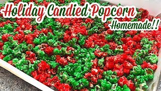 Colored Candied Popcorn Recipe  CANDY COATED POPCORN DIY FOR THE HOLIDAYS [upl. by Balthasar]