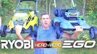 EGO VS RYOBI  Best Cordless Battery Powered Lawn Mower Review [upl. by Balcke]