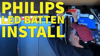 LED Batten Install  Workbench Lighting Improvement Philips T5 LED BN058C [upl. by Nednal544]