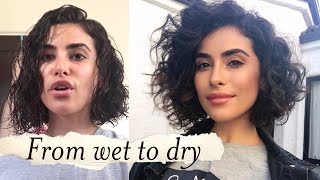 How to Style Short Curly Hair  WET TO DRY Tutorial [upl. by Lleznod]