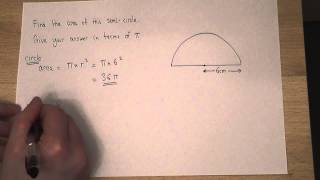 Area  How to find the area of a semicircle [upl. by Leibarg]