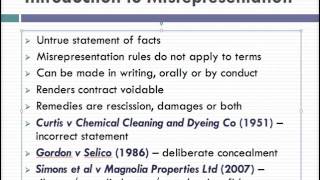 Misrepresentation Lecture 1 of 4 [upl. by Cullen]