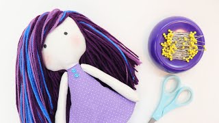 How to Sew a Rag Doll PART 2 Adding the Hair by learncreatesew [upl. by Necyrb]