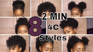 8 SUPER QUICK HAIRSTYLES ON SHORT 4C HAIR [upl. by Gerrald]