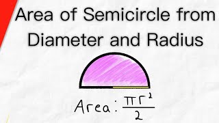 Area of a Semicircle from Diameter and Radius  Geometry [upl. by Maillliw548]