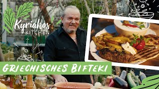 Bifteki  original griechische Frikadelle mit Feta Schafskäse gefüllt  Kyriakos Kitchen [upl. by Nayllij414]