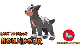 How To Draw Houndour Pokemon  Coloring and Drawing For Kids [upl. by Volny]